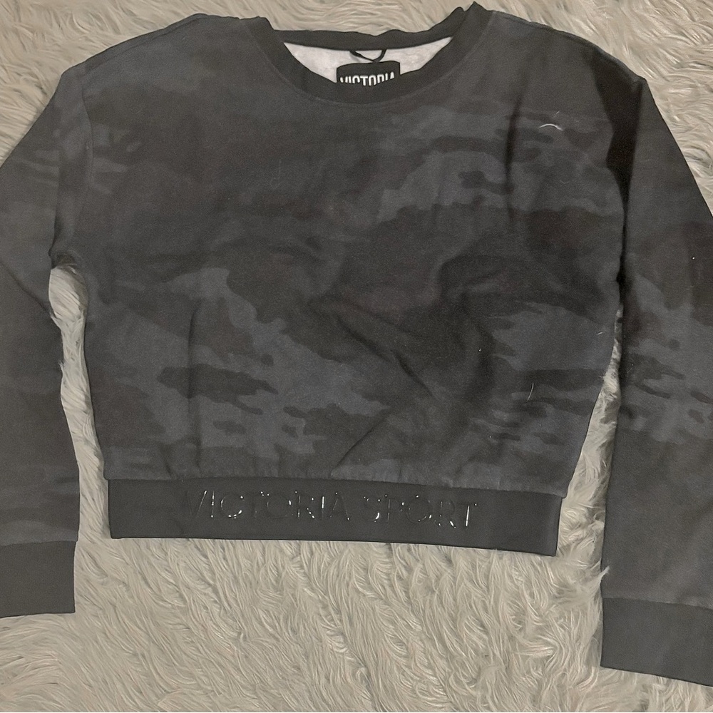 Victoria's Secret Black Camo Crop Sweatshirt